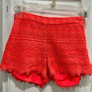 Mayoral European high quality dressy shorts lace crochet girls 10 neon orange